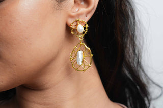 Pearl Lattice Drop Earrings