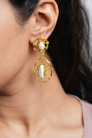 Pearl Lattice Drop Earrings