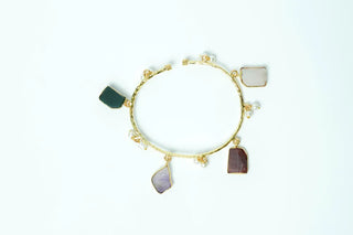 Ruh Rang Multicolour Raw Stone Charm Bracelet