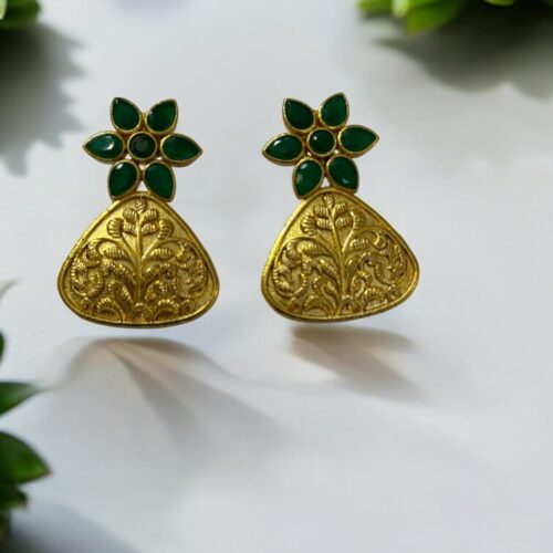 Niraara Petal Studs - Jade Green