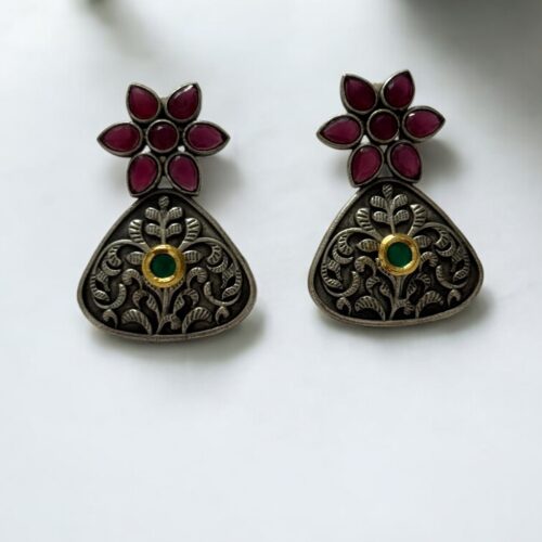 Aranya Bloom Studs - Red