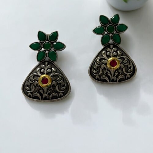 Aranya Bloom Studs - Jade Green