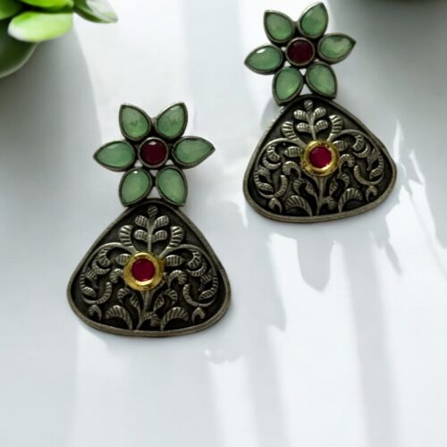 Aranya Bloom Studs - Green