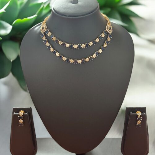 Stellar Duet Necklace Set - Saphire