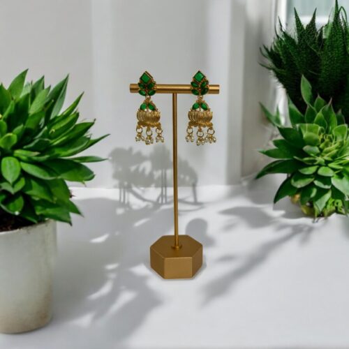 Lotus Charm Chandbali - Green