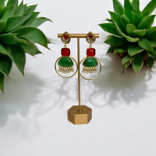 Meher Jhumka - Red and Green