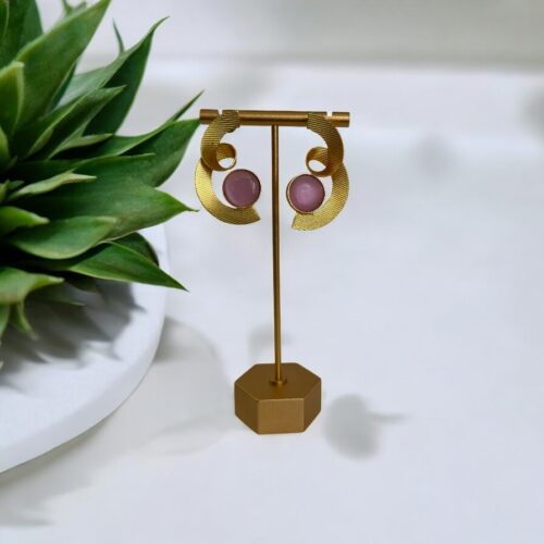 Verde Swirl Studs - Pink