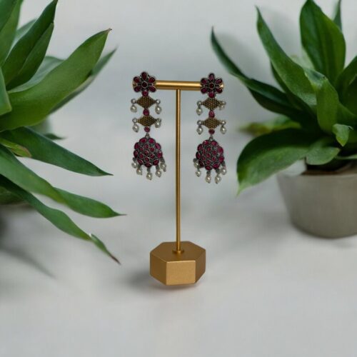 Bloom Dangler Earrings - Red