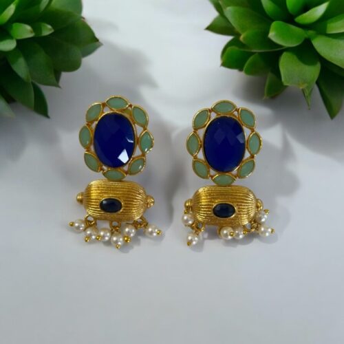 Ruh Rang Earrings - Blue and Green
