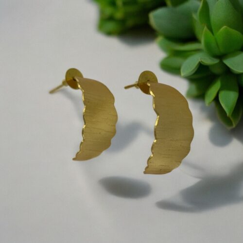 Golden Wave Stud Hoops