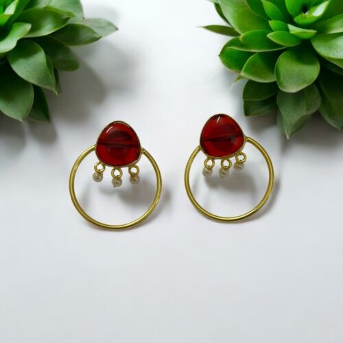 Azure Bloom Hoops - Red