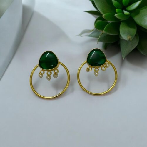 Azure Bloom Hoops - Jade Green