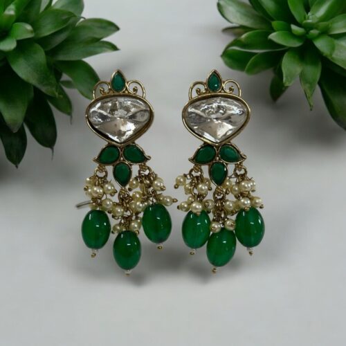 Emerald Kundan Drops