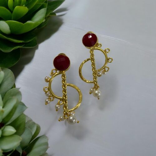 Crimson Twist Drop Earrings