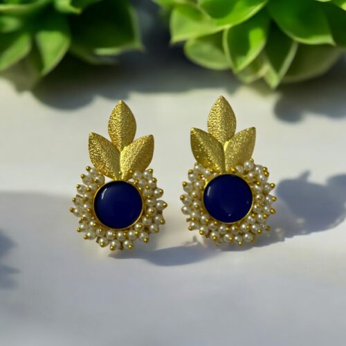 Petal Pearl Studs - Blue