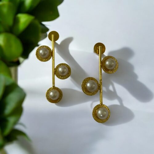 Triple Charm Earrings - White