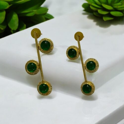 Triple Charm Earrings - Green