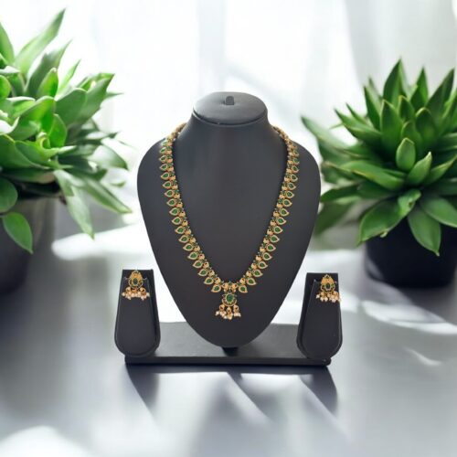 Mayura Drop Necklace Set - Green